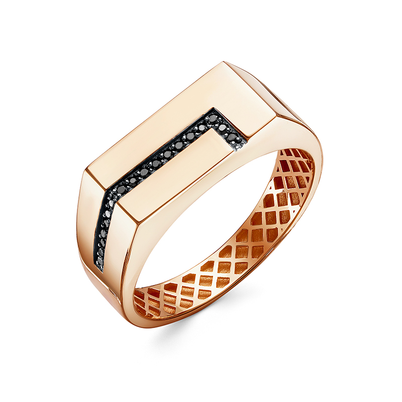 Мужская печатка из красного золота с фианитами Ювелирное изделие - Мужская печатка из красного золота с фианитами в магазине Best-Gold 141584