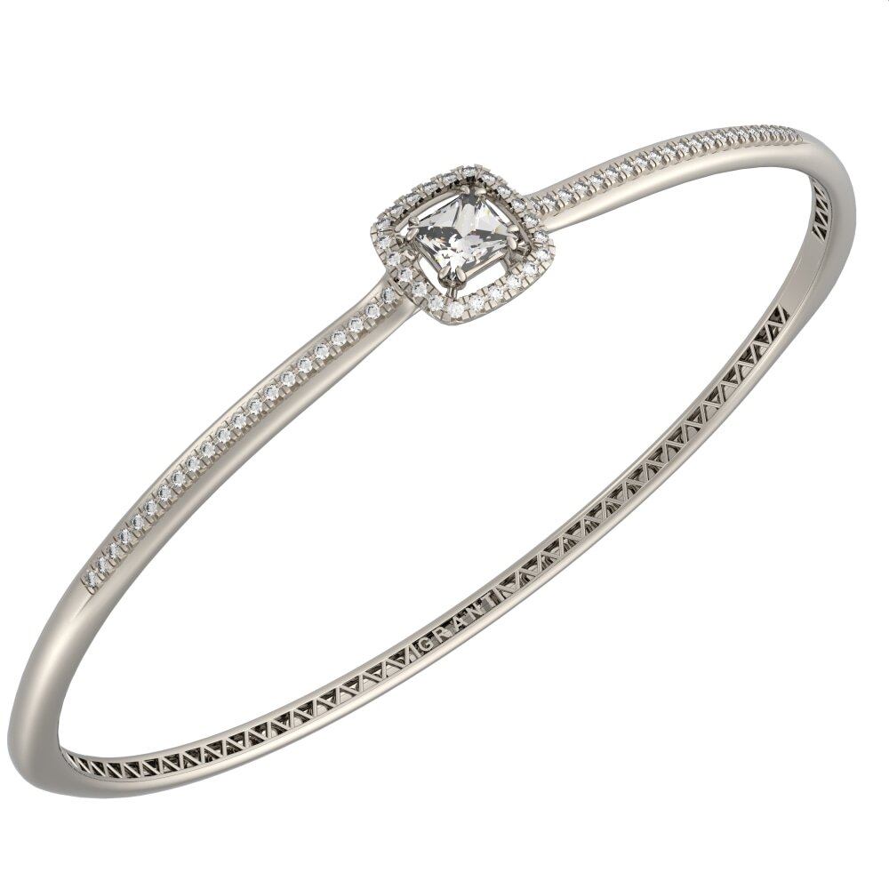 Ювелирное изделие - Браслет жесткий из белого золота с бриллиантами в магазине Best-Gold 143604