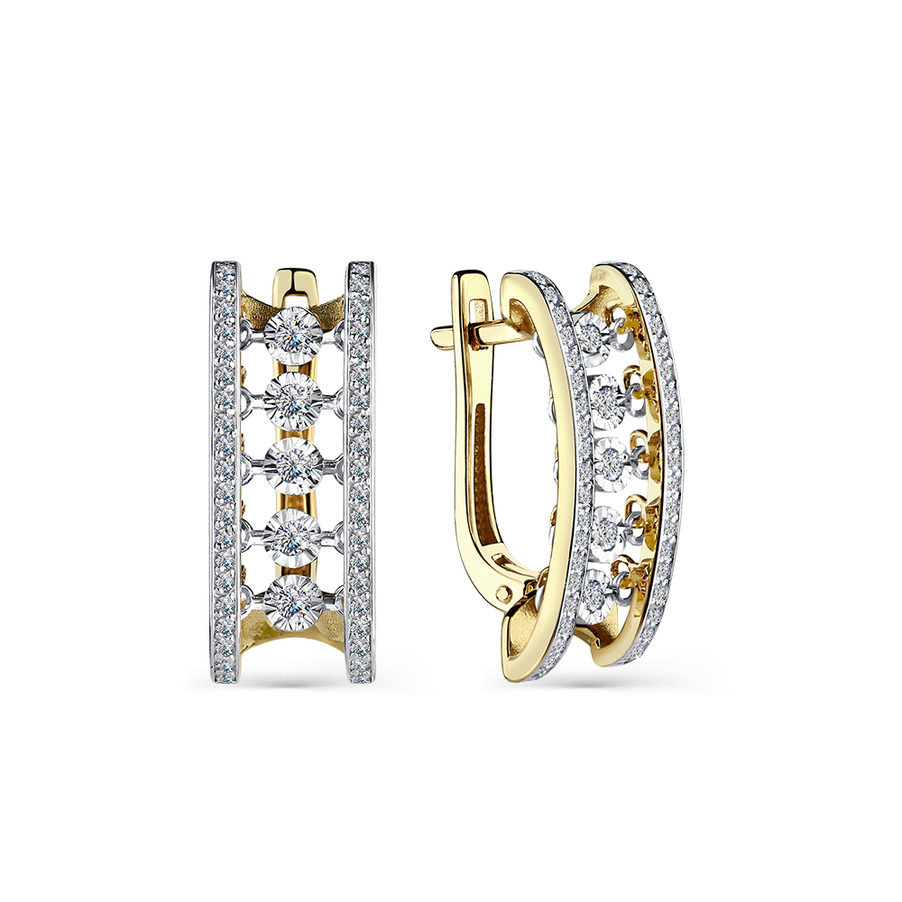 Серьги из желтого золота с бриллиантами Ювелирное изделие - Серьги из желтого золота с бриллиантами в магазине Best-Gold 145580