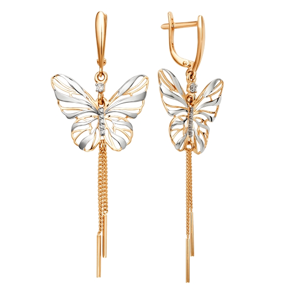 Ювелирное изделие - Серьги из красного золота с фианитами в магазине Best-Gold 060622