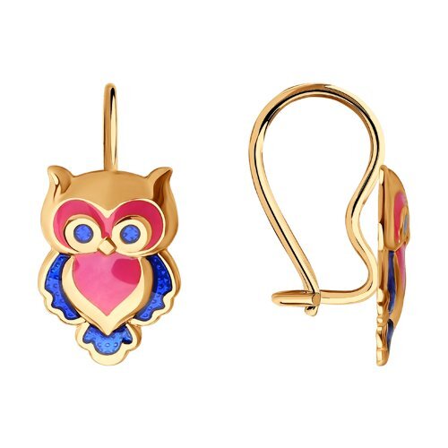 Серьги из красного золота с эмалью Ювелирное изделие - Серьги из красного золота с эмалью в магазине Best-Gold 007163