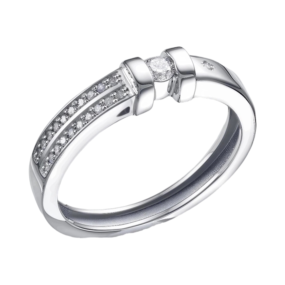 Кольцо помолвочное в белом золоте с бриллиантом Ювелирное изделие - Кольцо помолвочное в белом золоте с бриллиантом в магазине Best-Gold 144352