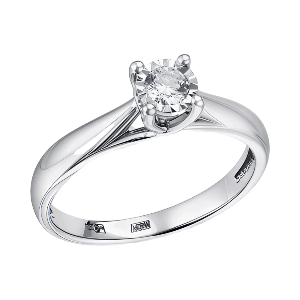 Кольцо помолвочное из белого золота с бриллиантом Ювелирное изделие - Кольцо помолвочное из белого золота с бриллиантом в магазине Best-Gold 082484