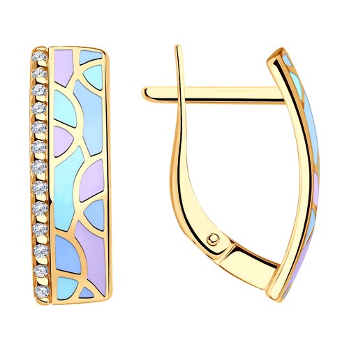 Ювелирное изделие - Серьги из серебра с эмалью и фианитами в магазине Best-Gold 152733