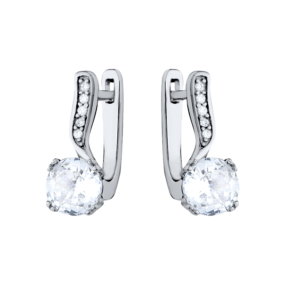 Ювелирное изделие - Серьги из серебра с цирконами в магазине Best-Gold 146575