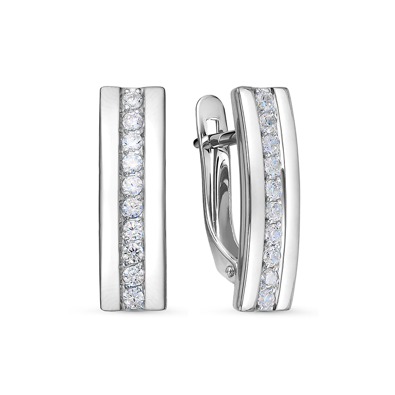 Серьги из белого золота с фианитами Ювелирное изделие - Серьги из белого золота с фианитами в магазине Best-Gold 074224