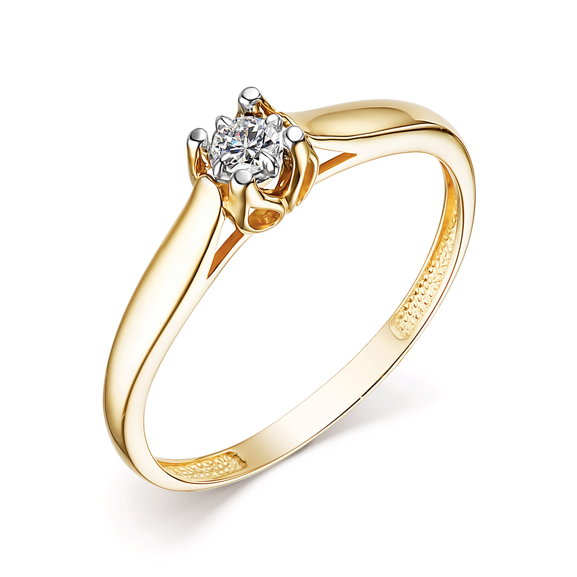 Кольцо помолвочное из желтого золота с бриллиантом