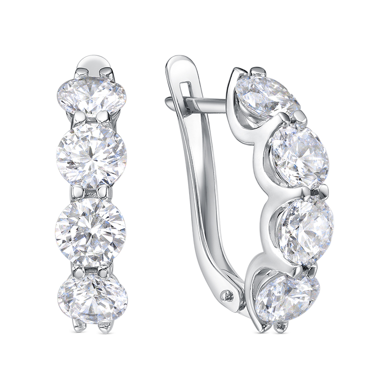 Ювелирное изделие - Серьги из серебра с фианитами в магазине Best-Gold 146942