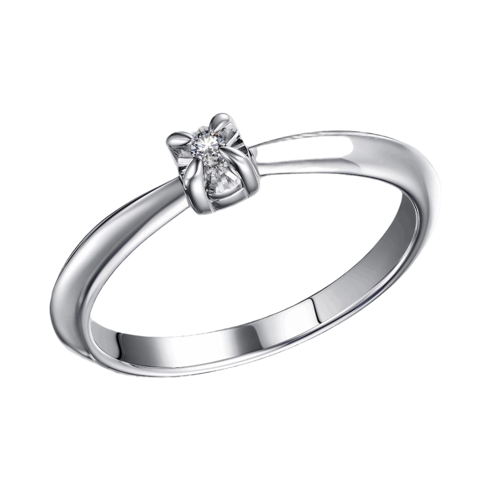 Ювелирное изделие - Кольцо помолвочное из серебра с бриллиантом в магазине Best-Gold 094147