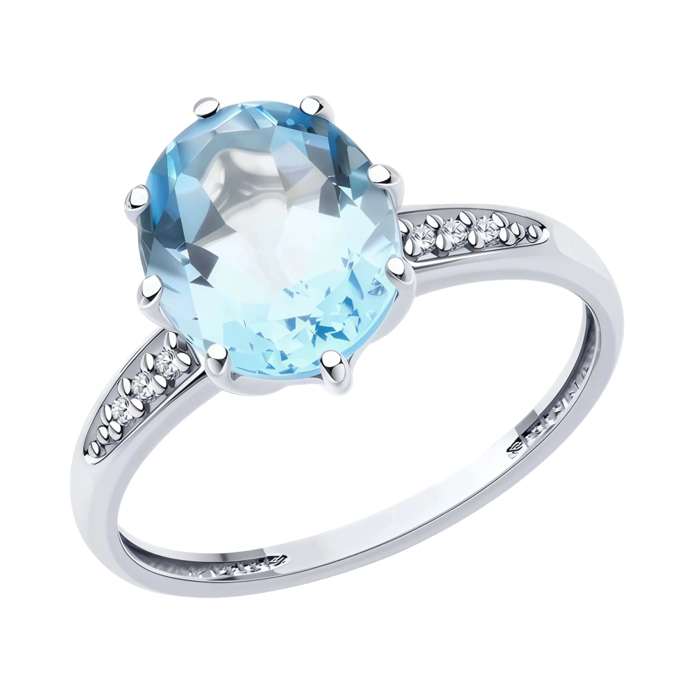 Кольцо из серебра с топазом и фианитами Ювелирное изделие - Кольцо из серебра с топазом и фианитами в магазине Best-Gold 152541