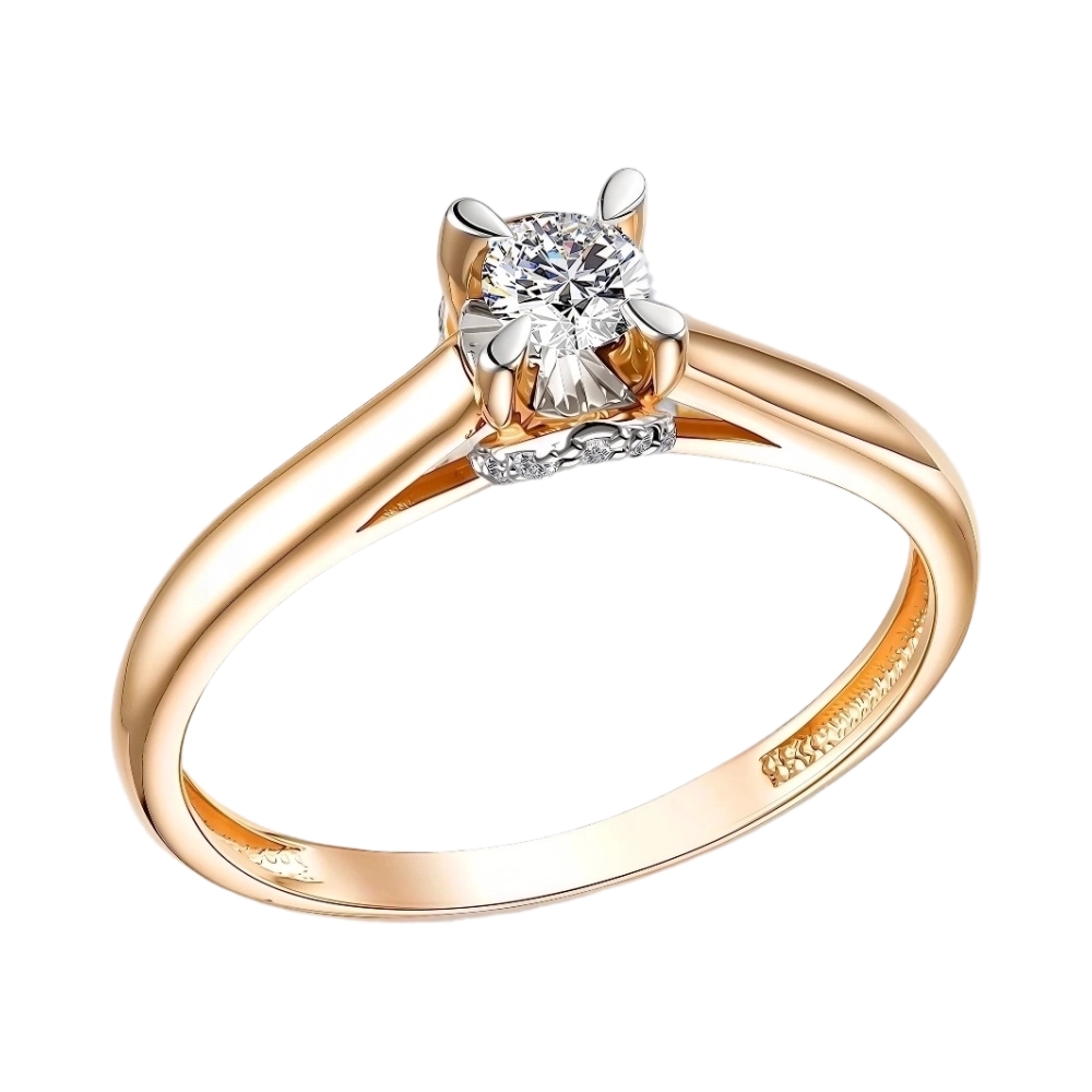 Ювелирное изделие - Кольцо помолвочное из красного золота с бриллиантами в магазине Best-Gold 095574