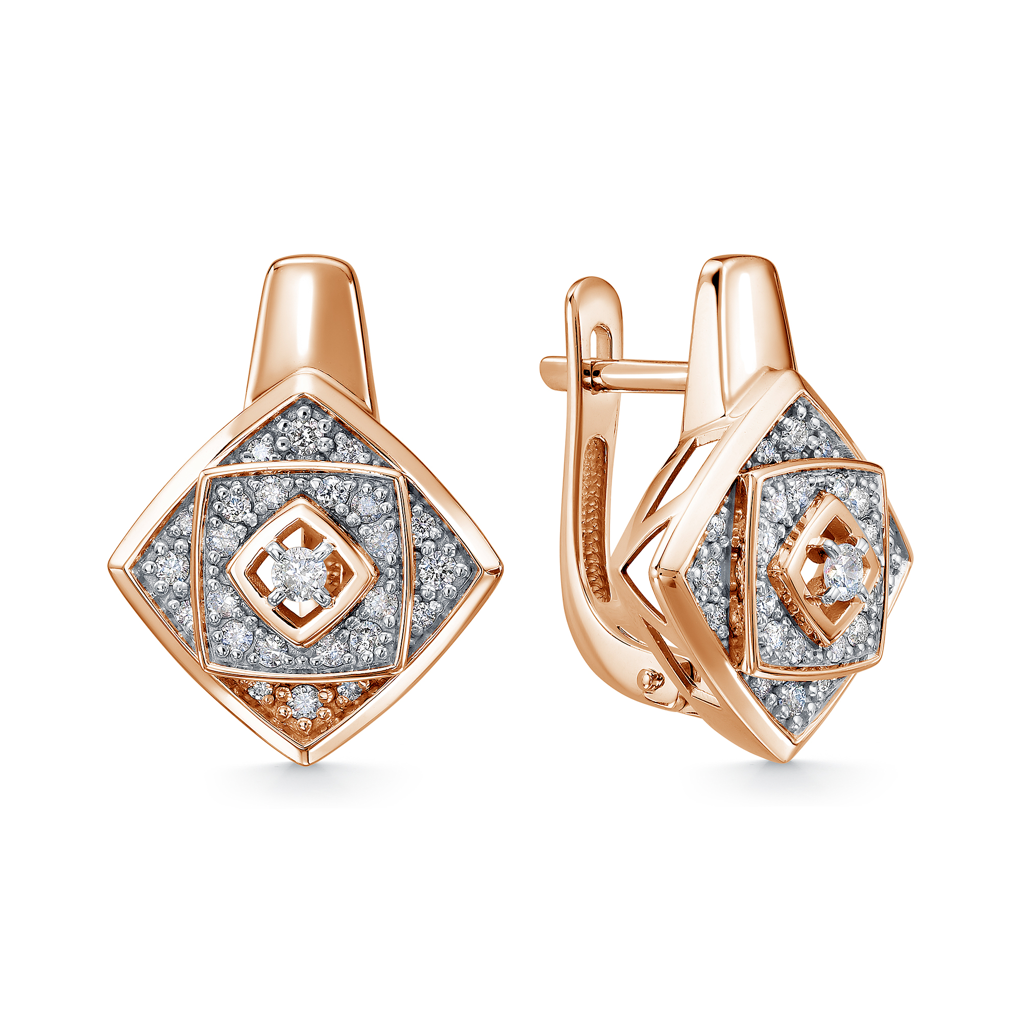 Серьги в красном золоте с бриллиантами Ювелирное изделие - Серьги в красном золоте с бриллиантами в магазине Best-Gold 141623