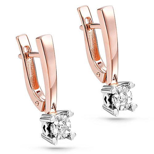 Серьги из красного золота с бриллиантами Ювелирное изделие - Серьги из красного золота с бриллиантами в магазине Best-Gold 043906