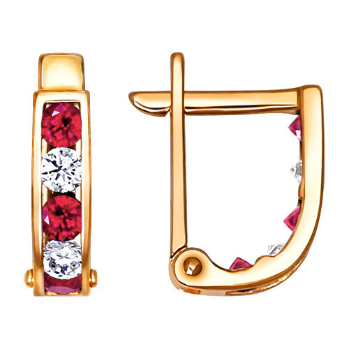 Серьги из красного золота с фианитами Ювелирное изделие - Серьги из красного золота с фианитами в магазине Best-Gold 102629