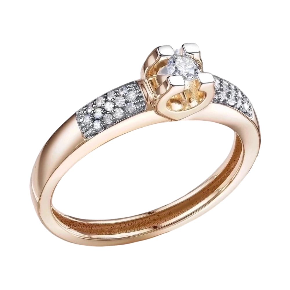 Кольцо из красного золота с бриллиантами Ювелирное изделие - Кольцо из красного золота с бриллиантами в магазине Best-Gold 028823