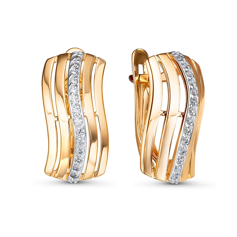 Ювелирное изделие - Серьги из красного золота с фианитами в магазине Best-Gold 133093