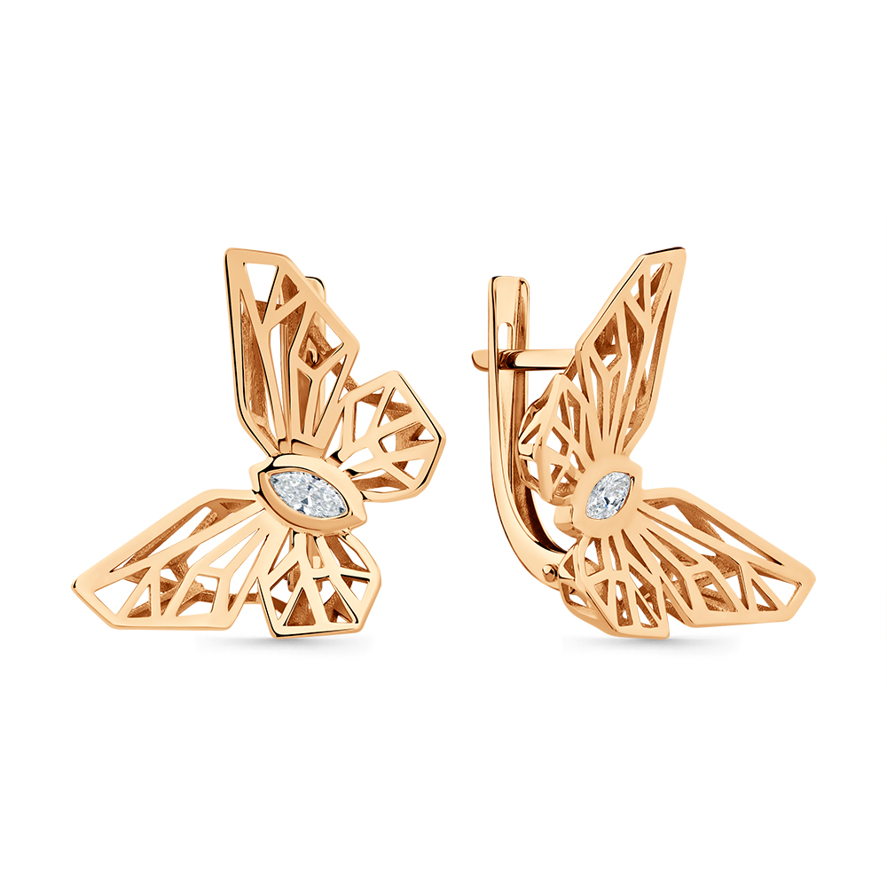 Ювелирное изделие - Серьги из красного золота с фианитами в магазине Best-Gold 151657