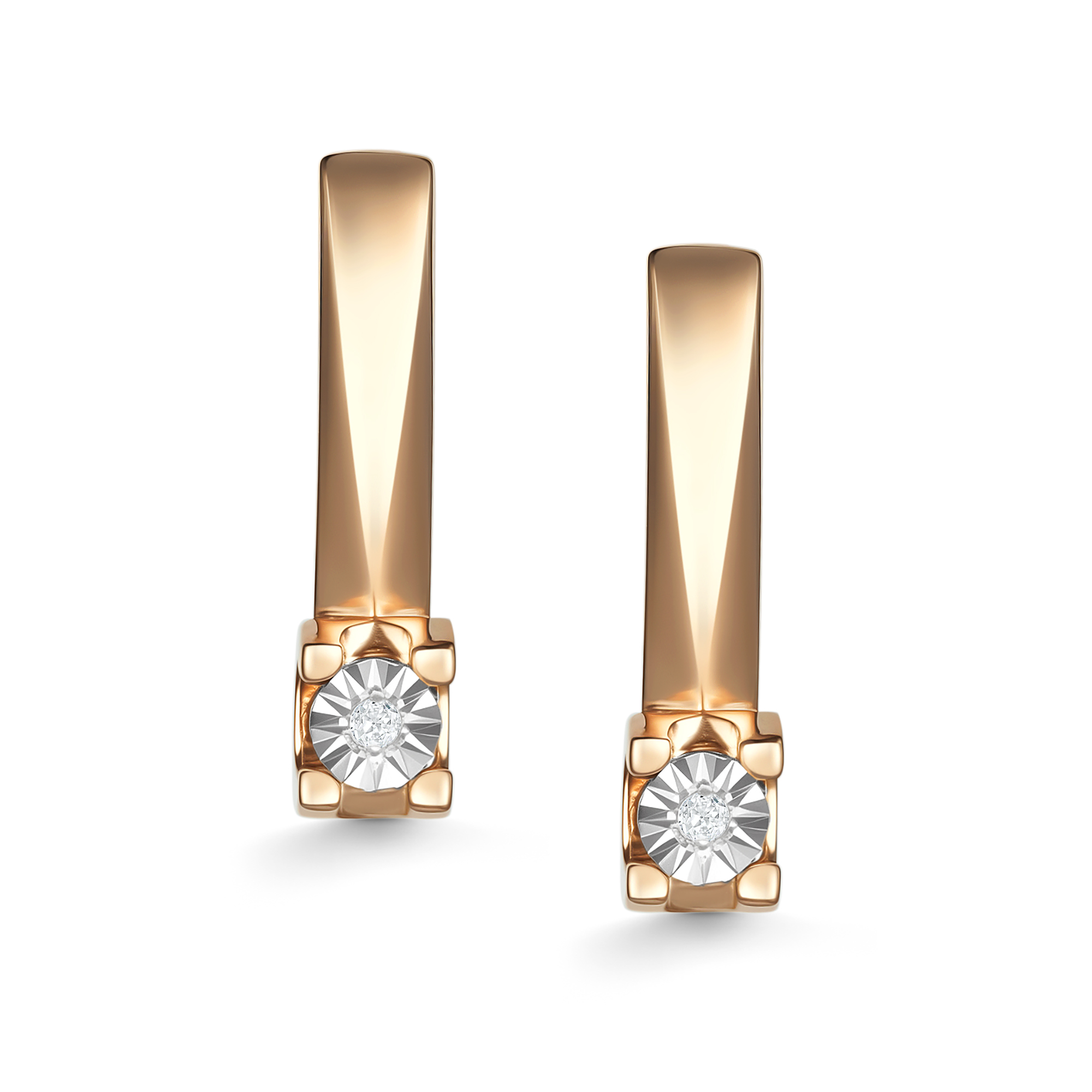 Ювелирное изделие - Серьги из красного золота с брилиантами в магазине Best-Gold 154389