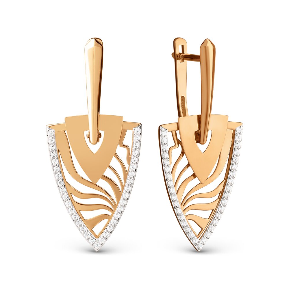 Ювелирное изделие - Серьги из красного золота с фианитами в магазине Best-Gold 151615