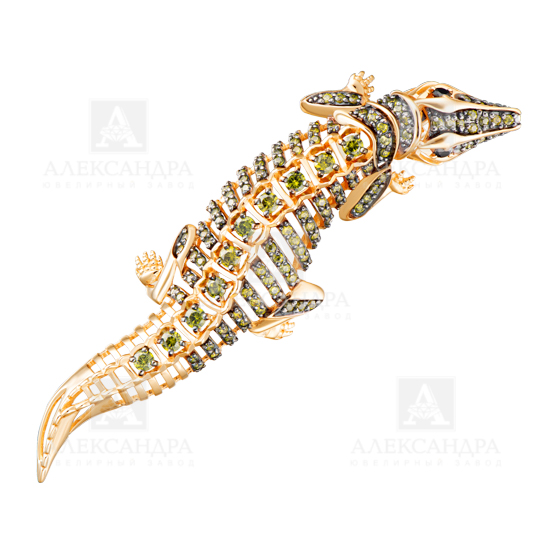 Брошь из красного золота с фианитами Ювелирное изделие - Брошь из красного золота с фианитами в магазине Best-Gold 144522