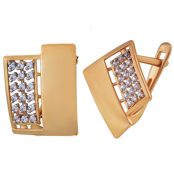 Серьги из жёлтого золота с фианитами Ювелирное изделие - Серьги из жёлтого золота с фианитами в магазине Best-Gold 034365