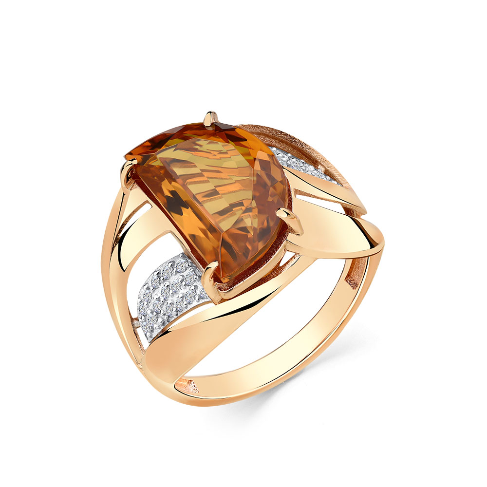 Кольцо из красного золота с фианитами и султанитом синтетическим Ювелирное изделие - Кольцо из красного золота с фианитами и султанитом синтетическим в магазине Best-Gold 149330