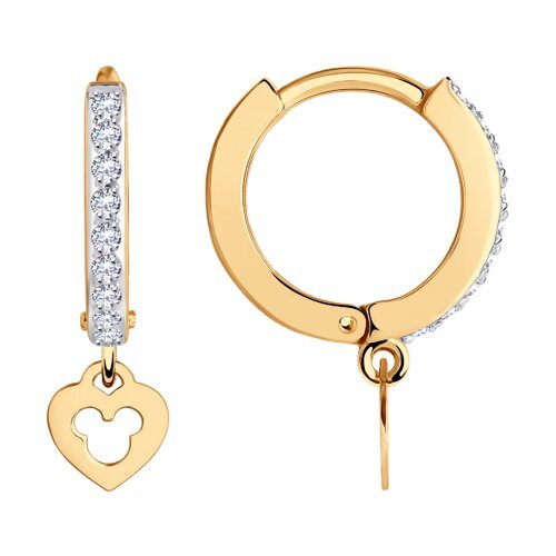 Серьги из красного золота с фианитами Ювелирное изделие - Серьги из красного золота с фианитами в магазине Best-Gold 045018