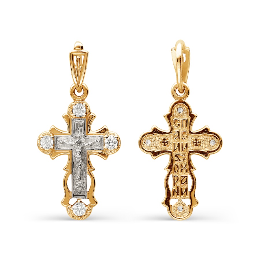 Крест из красного золота с фианитами Ювелирное изделие - Крест из красного золота с фианитами в магазине Best-Gold 099202