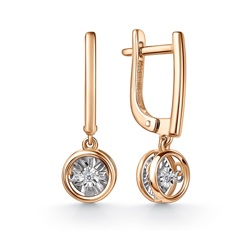 Серьги из красного золота с бриллиантами Ювелирное изделие - Серьги из красного золота с бриллиантами в магазине Best-Gold 155065