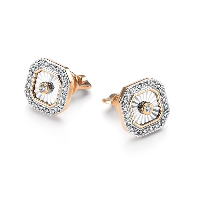 Серьги из красного золота с бриллиантами Ювелирное изделие - Серьги из красного золота с бриллиантами в магазине Best-Gold 154403