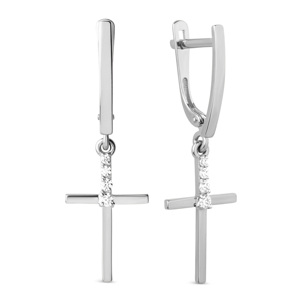 Ювелирное изделие - Серьги из белого золота с фианитами в магазине Best-Gold 097192