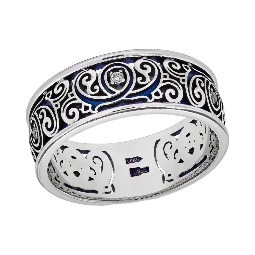 Ювелирное изделие - Обручальное кольцо из белого золота с бриллиантом в магазине Best-Gold 154288