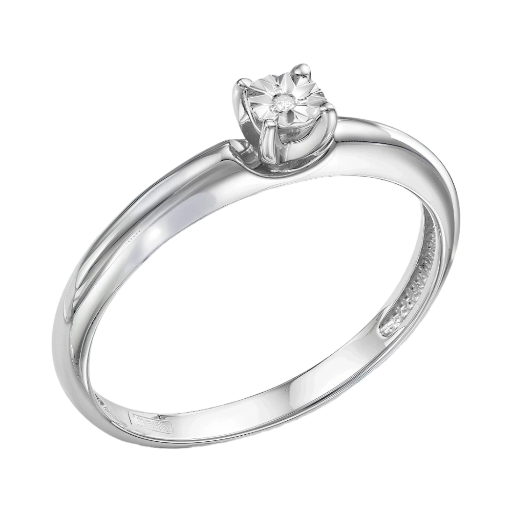 Кольцо в серебре с бриллиантом Ювелирное изделие - Кольцо в серебре с бриллиантом в магазине Best-Gold 127568