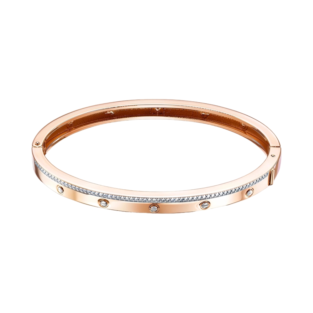 Ювелирное изделие - Браслет жёсткий из красного золота с фианитами в магазине Best-Gold 125946