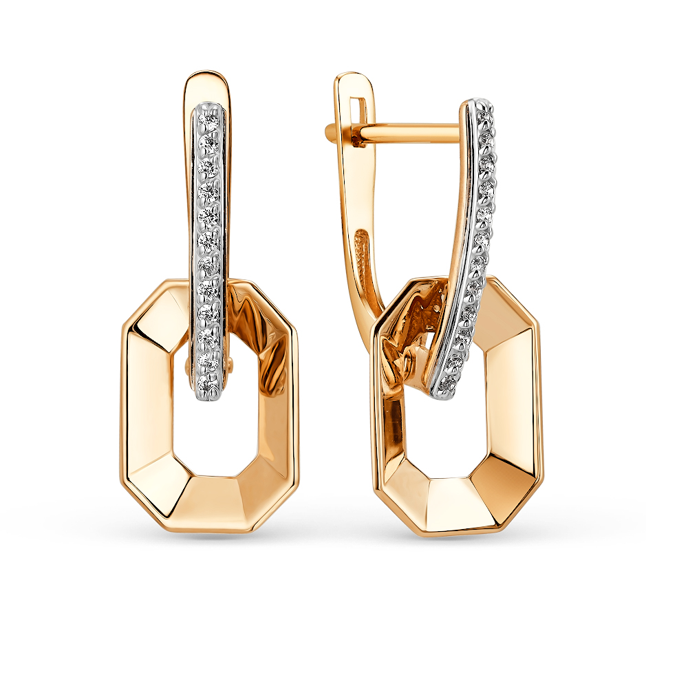 Серьги из красного золота с фианитами Ювелирное изделие - Серьги из красного золота с фианитами в магазине Best-Gold 151573