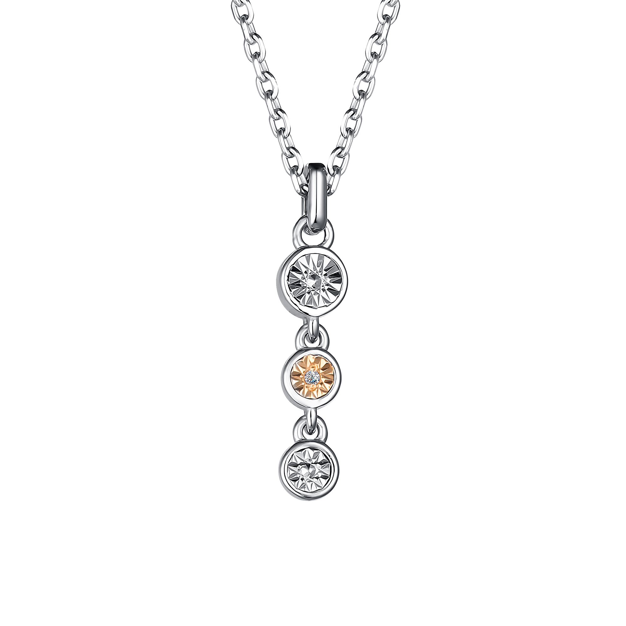 Колье в серебре с золотом и бриллиантами Ювелирное изделие - Колье в серебре с золотом и бриллиантами в магазине Best-Gold 126959