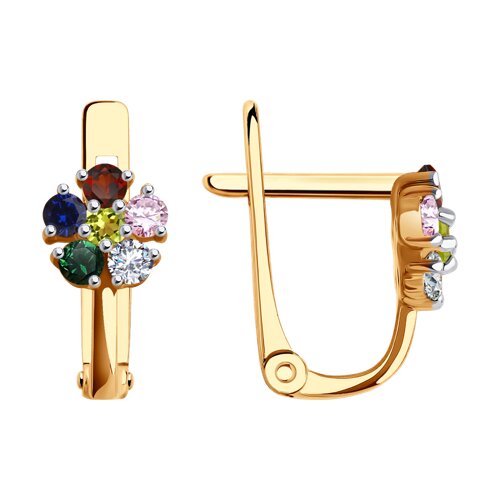 Серьги в красном золоте с фианитами Ювелирное изделие - Серьги в красном золоте с фианитами в магазине Best-Gold 130035