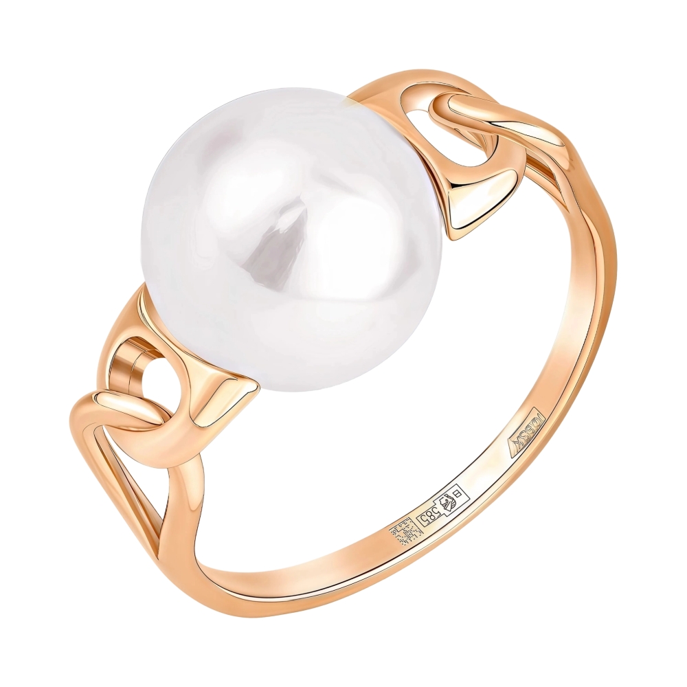 Ювелирное изделие - Кольцо из красного золота с жемчугом в магазине Best-Gold 152932