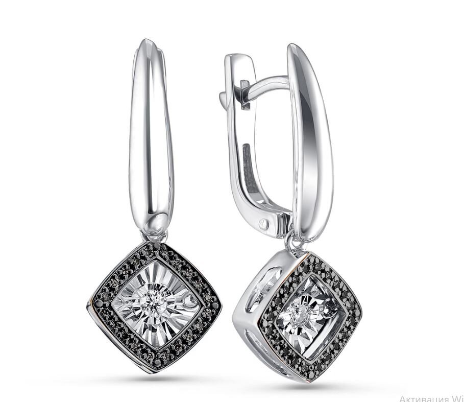 Ювелирное изделие - Серьги в белом золоте с бриллиантами в магазине Best-Gold 126338
