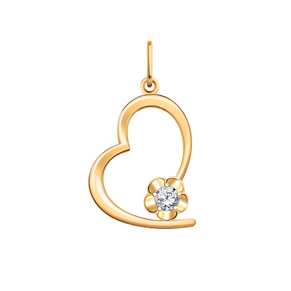 Ювелирное изделие - Подвеска из красного золота с фианитами в магазине Best-Gold 131149