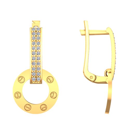 Серьги из красного золота с фианитами Ювелирное изделие - Серьги из красного золота с фианитами в магазине Best-Gold 047957