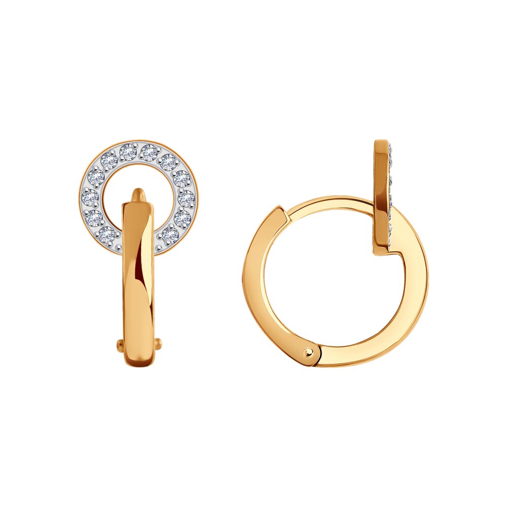 Серьги из красного золота с фианитами Ювелирное изделие - Серьги из красного золота с фианитами в магазине Best-Gold 123957