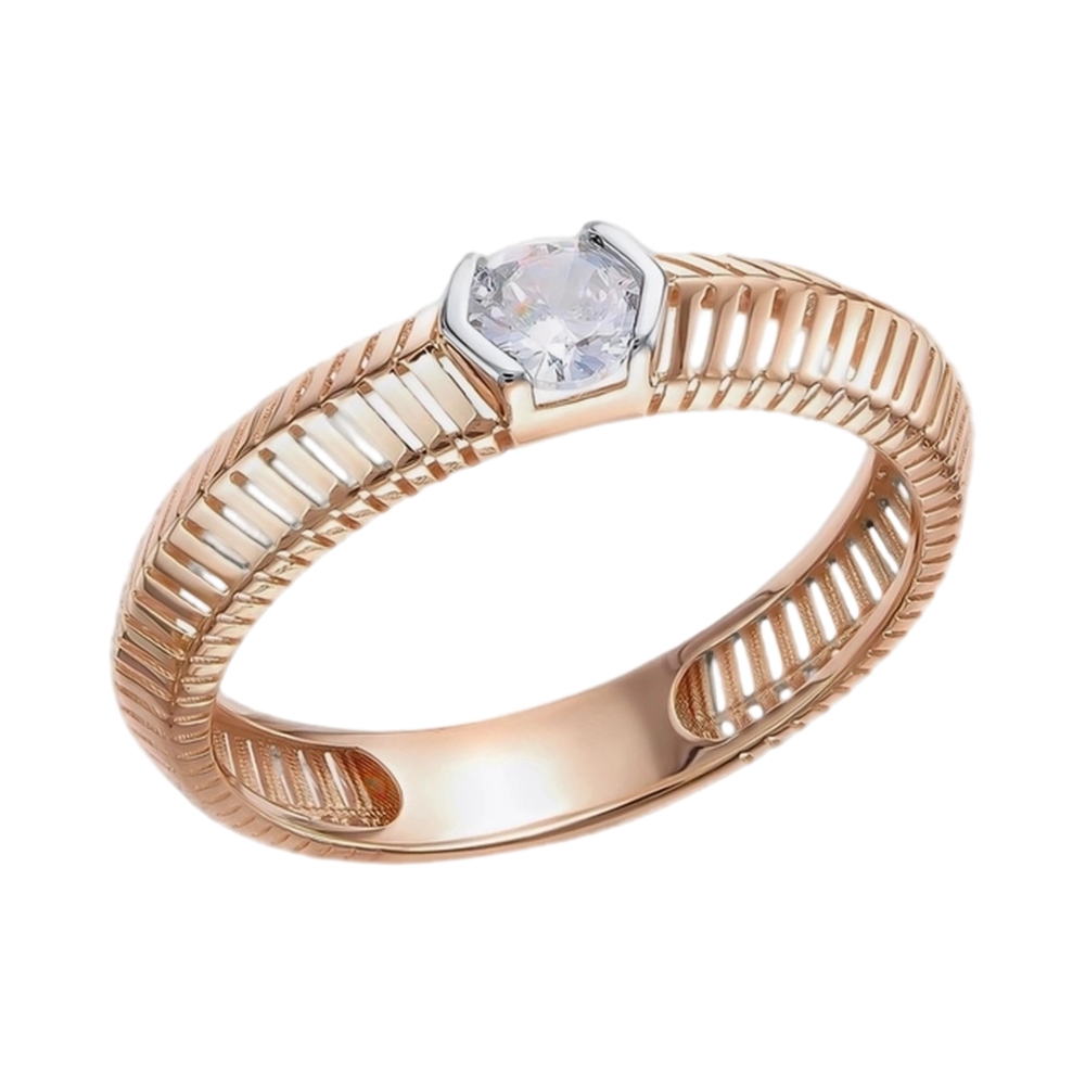 Ювелирное изделие - Кольцо из красного золота с бриллианитом в магазине Best-Gold 157761