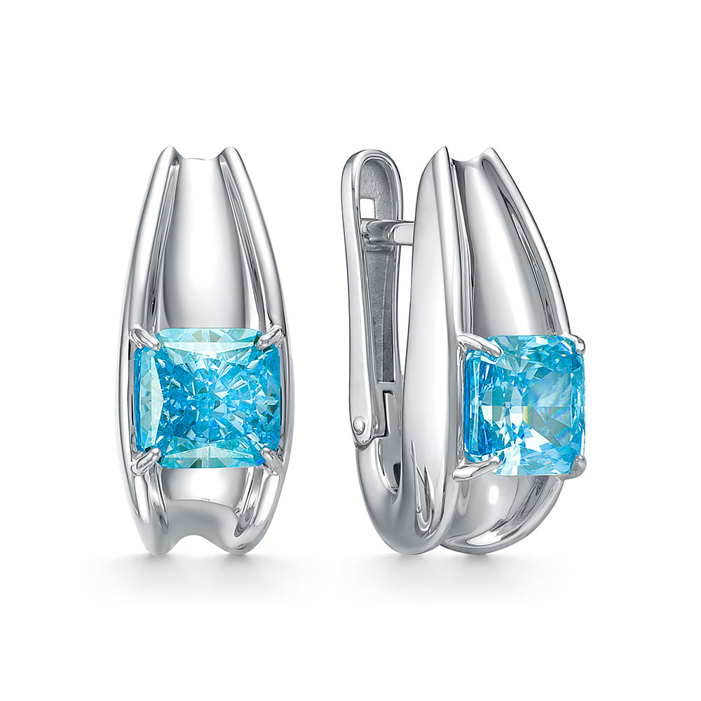 Серьги из серебра с бриллианитами