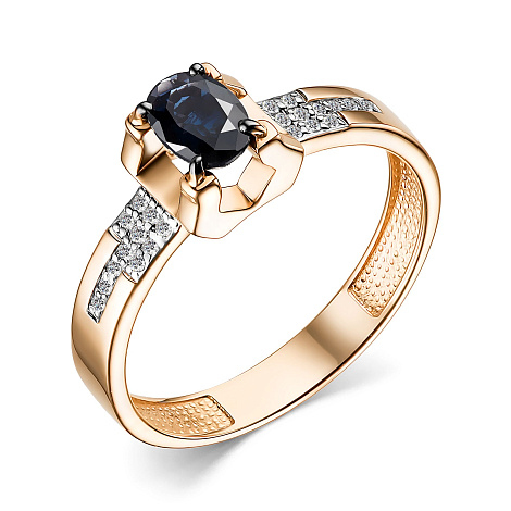 Ювелирное изделие - Кольцо из красного золота с сапфиром и бриллиантами в магазине Best-Gold 155639