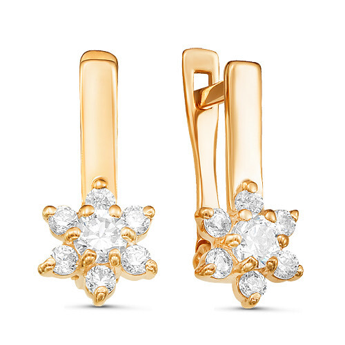 Серьги из красного золота с фианитами Ювелирное изделие - Серьги из красного золота с фианитами в магазине Best-Gold 025730