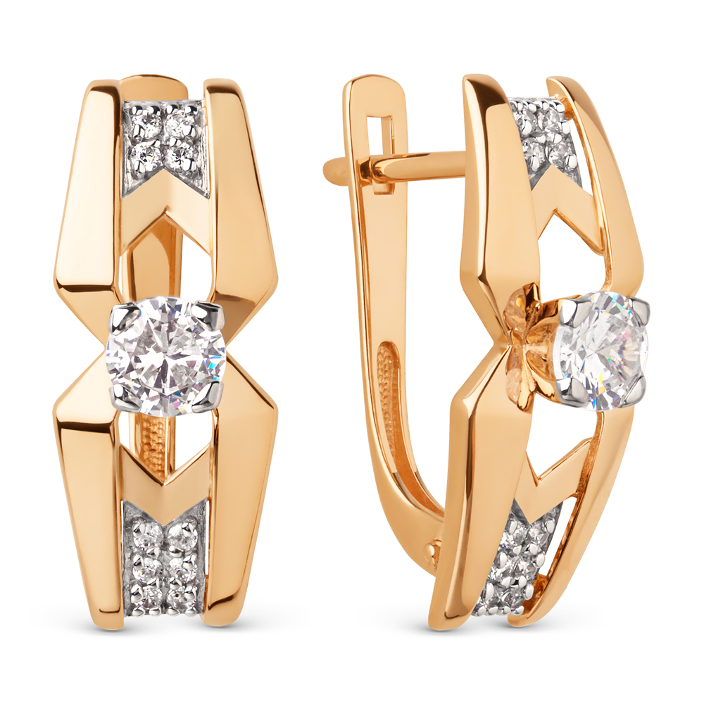 Серьги из красного золота с фианитами Ювелирное изделие - Серьги из красного золота с фианитами в магазине Best-Gold 145414