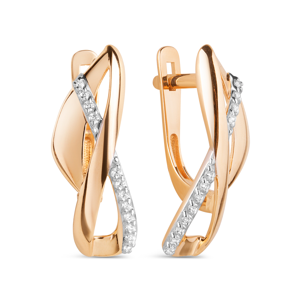 Серьги из красного золота с фианитами Ювелирное изделие - Серьги из красного золота с фианитами в магазине Best-Gold 042555