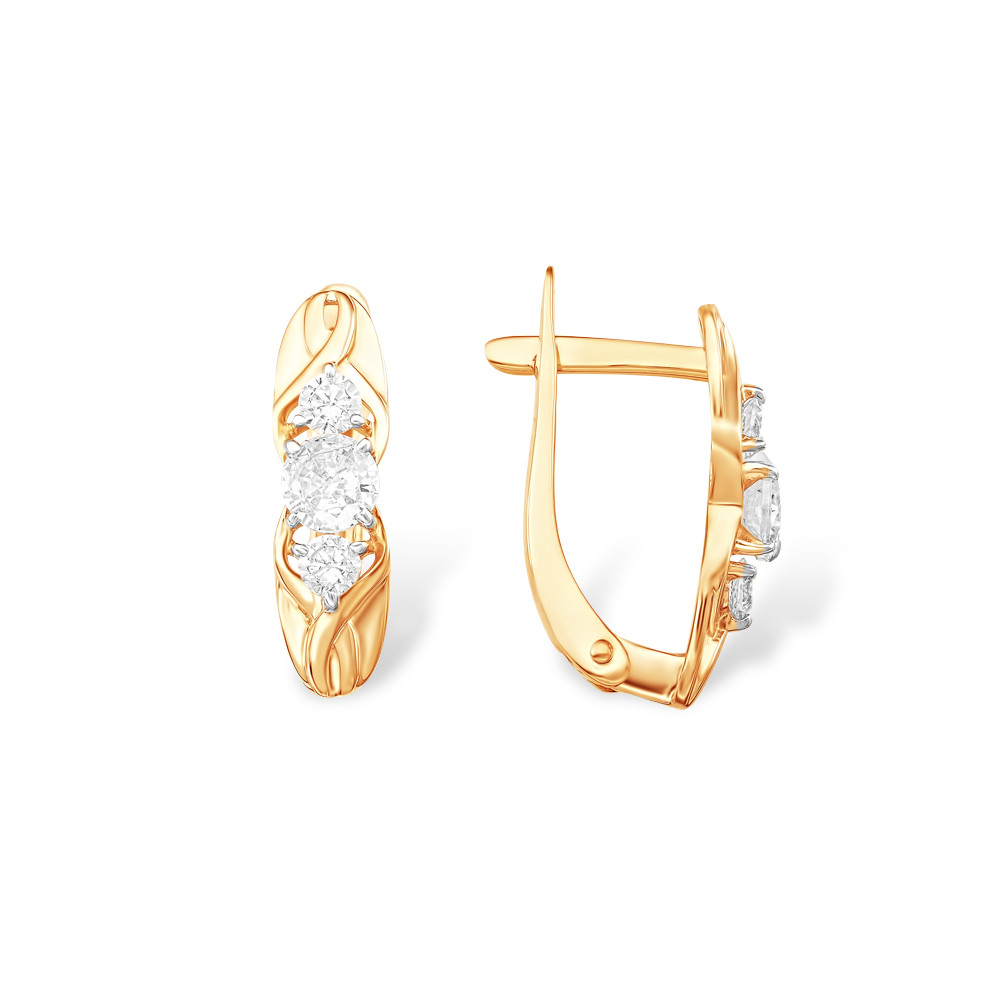 Серьги из красного золота с фианитами Ювелирное изделие - Серьги из красного золота с фианитами в магазине Best-Gold 111703