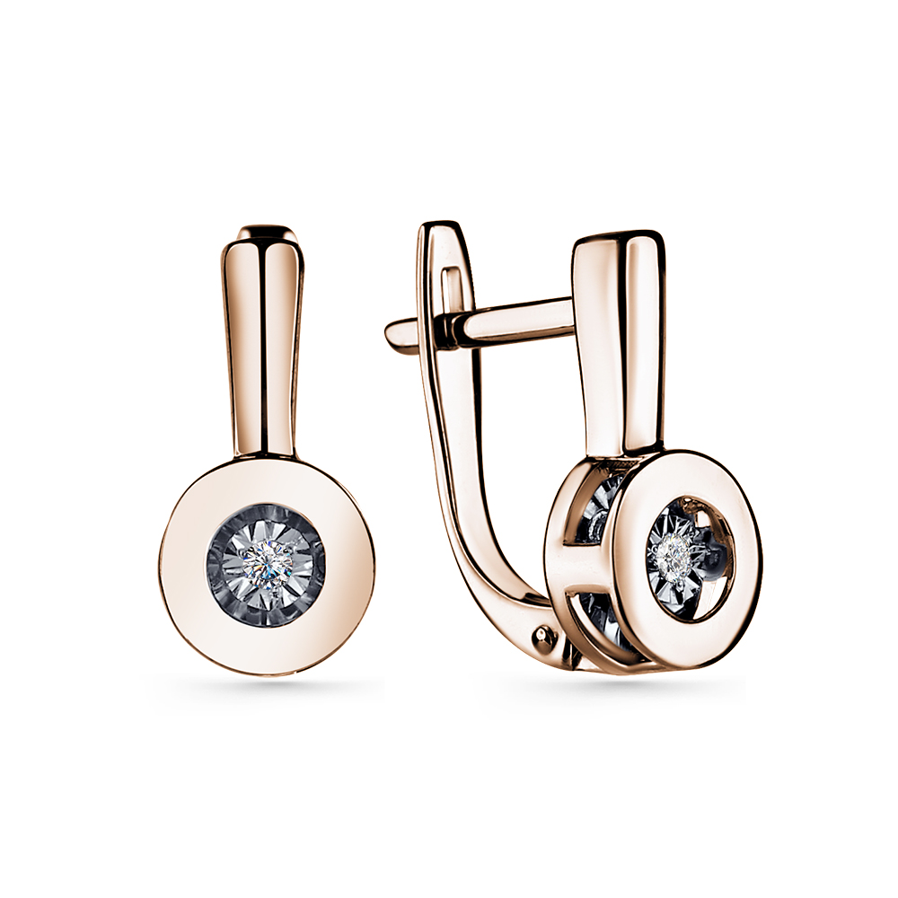 Серьги из красного золота с бриллиантами Ювелирное изделие - Серьги из красного золота с бриллиантами в магазине Best-Gold 129259